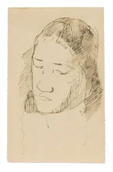 Kopf einer tahitianischen Frau (recto), Skizzen anatomischer Details (verso)