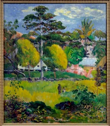 Landschaft. Vielleicht Tahiti. Gemälde von Paul Gauguin (1848-1903) 1901 Höhe 0,76x0,65 m Paris, Musée de l