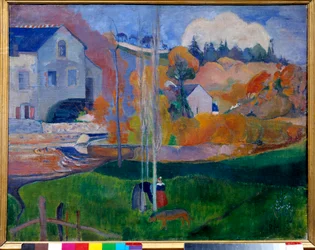Landschaft in der Bretagne, die Mühle David. Gemälde von Paul Gauguin (1848-1903)