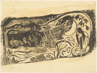 Teller mit dem Kopf eines gehörnten Teufels, in oder nach 1895