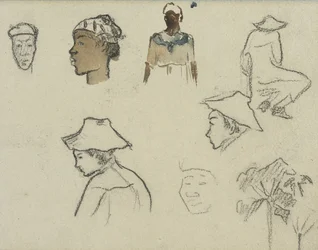 Skizzen von Figuren und Laub