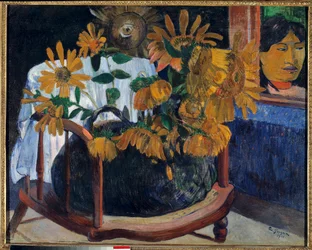 Sonnenblumen in einem Sessel