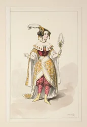 (INDISCHE FRAU. Tunika und Hose aus bedrucktem Merino, ...)