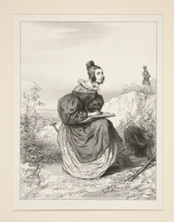 (Meine Frau zeichnet die Landschaft.)