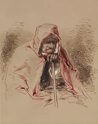 Alte Dame mit rotem Schal