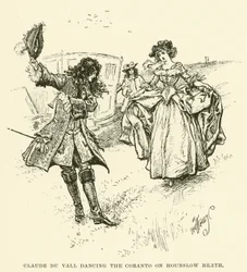 Claude du Vall tanzt den Coranto auf Hounslow Heath