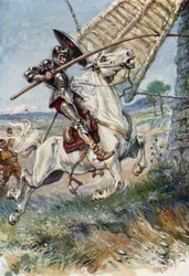 Don Quijote stößt seine Lanze in das Segel