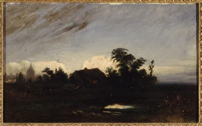 Ein Teich in der Nähe von La Glacière, bei Sonnenuntergang