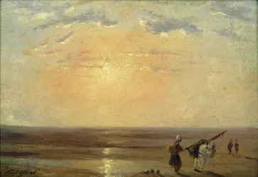 Der Strand von Trouville bei Sonnenuntergang