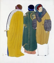 Kreation von Paul Poiret aus Les Dresses de Paul Poiret, Zeichnung von Paul Iribe. 1911