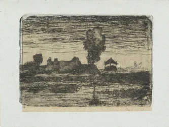 Landschaft mit Heuhaufen