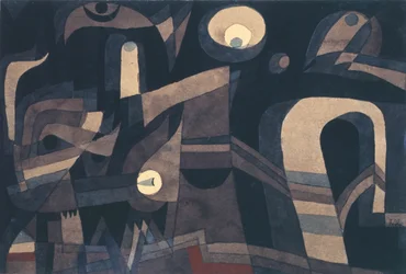 Nachts Grün-Indischrot, düster, 1921