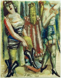 Drei Frauen in der Garderobe