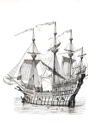 Kriegsschiff, das König Heinrich VIII. 1520 von England nach Frankreich brachte, für sein Treffen mit König Franz I. auf dem Feld des Goldenen Tuchs. Nach einer Zeichnung von Holbein