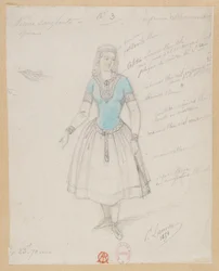 Gounod - Die blutige Nonne - Vier Kostümentwürfe von Paul Lormier - 3. Böhmische Bäuerin