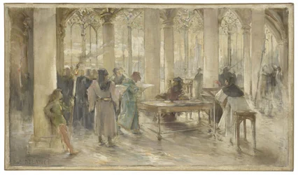 Skizze für den Gerichtssaal des Pariser Handelsgerichts: Das Buch der Berufe, um 1891