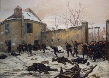 Angriff auf eine Burg durch mobile Wachen im Jahr 1870, späte 19. Jahrhundert