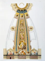 Mosaikdekoration der großen Kuppel, Chromolithographie aus dem Vatikan und der Petersbasilika