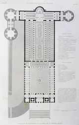 Rekonstruierter Grundriss der von Kaiser Konstantin erbauten alten Basilika, Kupferstich aus „Der Vatikan und die Peterskirche“