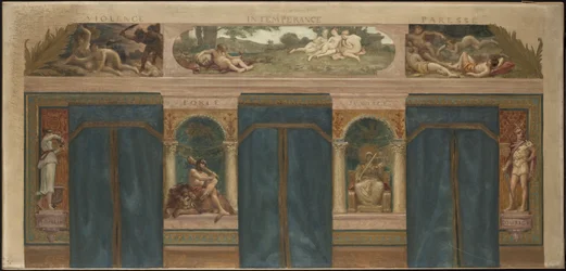 Skizze für das Rathaus von Saint-Maur-des-Fossés: Die Tugenden gegen die Laster (Kraft - Gerechtigkeit), 1883