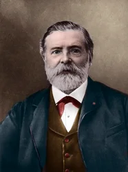 Porträt von Étienne-Jules Marey (1830-1904); englischer Wissenschaftler und Chronofotograf; Erfinder des Sphygmographen und Pionier der Fotografie und des Kinos. Foto von Nadar, Paul (1856-1939). Digitale Kolorierung