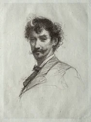James McNeill Whistler mit weißer Locke und Monokel