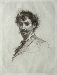 James McNeill Whistler mit weißer Locke und Monokel