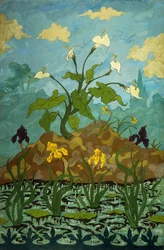 Lilien, violette und gelbe Schwertlilien, 1899