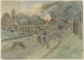 Seilbahn mit zwei Seilmachern bei der Arbeit
