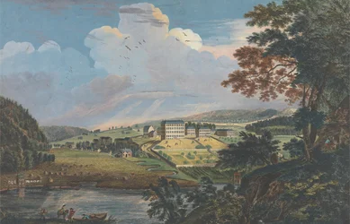 Ansicht von Bethlem, der großen mährischen Siedlung in der Provinz Pennsylvania