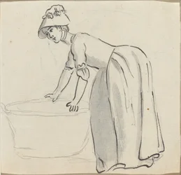 Mädchen mit Haube bei der Arbeit [recto]