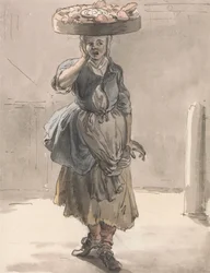 Londoner Rufe: Ein Mädchen mit einem Korb auf dem Kopf ("Lichter für die Katzen, Leber für die Hunde")