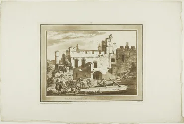 Manerbawr Castle, aus Zwölf Ansichten in Aquatinta von Zeichnungen vor Ort in Südwales