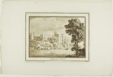 Pembroke Castle, aus Zwölf Ansichten in Aquatinta von Zeichnungen vor Ort in Südwales