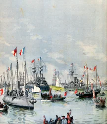 Französische Flottille im Hafen von Portsmouth, 1891