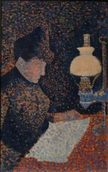 Frau unter der Lampe