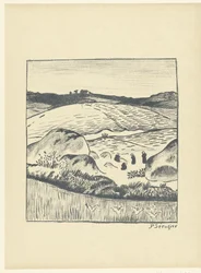 Hügellandschaft mit Feldern