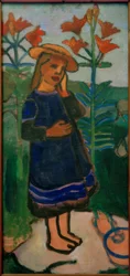 Elsbeth zwischen Feuerlilien
