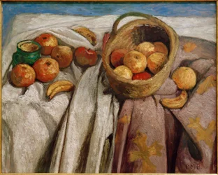 Stillleben mit Äpfeln und Bananen