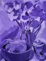 Lila Blumenstillleben