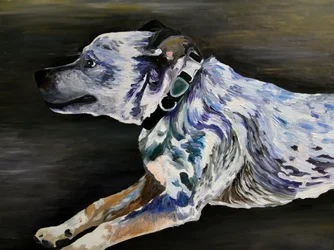 Laufender blauer Hund