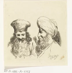 Zwei Männerköpfe mit Turban