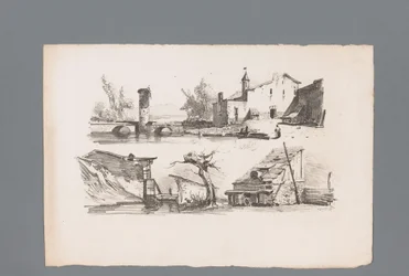 Zwei Ansichten von Häusern