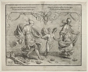 Amor tanzt mit zwei allegorischen Frauen, 1612