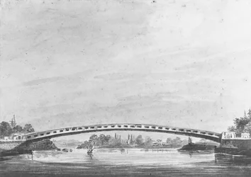 Die obere Brücke über den Schuylkill, Philadelphia—Lemon Hill im Hintergrund, 1811-ca. 1813