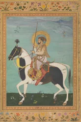 Shah Jahan zu Pferd, Folio aus dem Shah Jahan Album, verso: ca. 1630, recto: ca. 1530-50