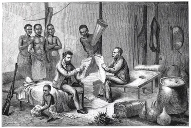 Livingstone und Stanley erhalten Zeitungen in Zentralafrika, 1871-1873