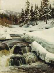 Winterlandschaft mit Gebirgsbach