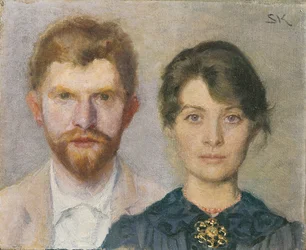 Doppelporträt von Marie und P. S. Krøyer. Das Paar hat sich gegenseitig porträtiert