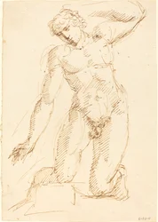 Ein kniender männlicher Akt